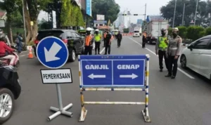 Sebuah Mobil Nekat Terobos Jalur One Way di Puncak, Seorang Petugas Tertabrak